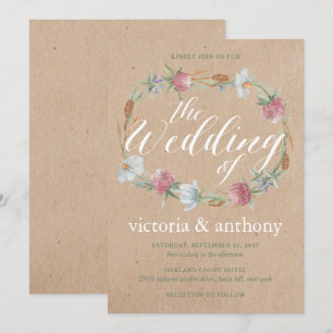 Wildblume Wraath on Kraft Country Wedding Einladung