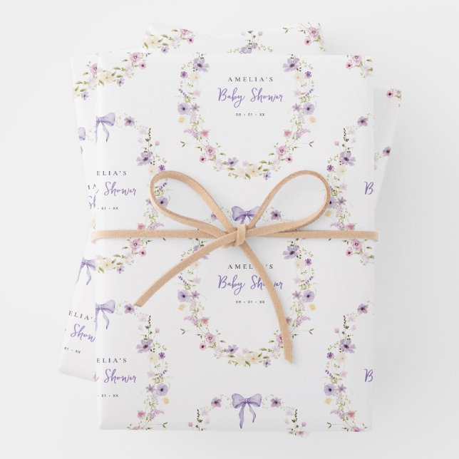 Wildblume Wrapping Paper Baby Duschgeschenk Wrap Geschenkpapier Set (Beispiel)