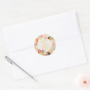 Wildblume Wreath Baby Dusche Vielen Dank Runder Aufkleber