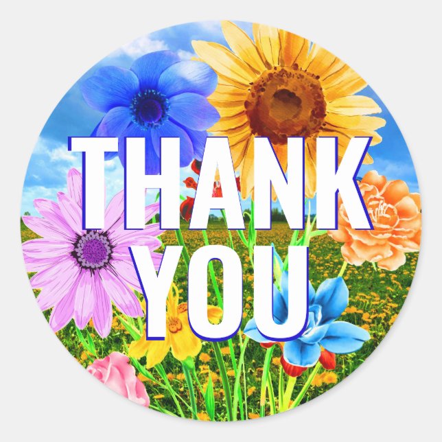 Wildblume Wreath - Blumenmund Dankeschön-Sticker Runder Aufkleber (Vorderseite)