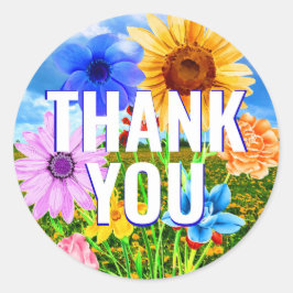 Wildblume Wreath - Blumenmund Dankeschön-Sticker Runder Aufkleber