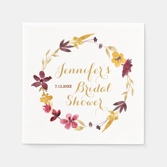 Wildblume Wreath Dusche Napkins Serviette (Vorderseite)