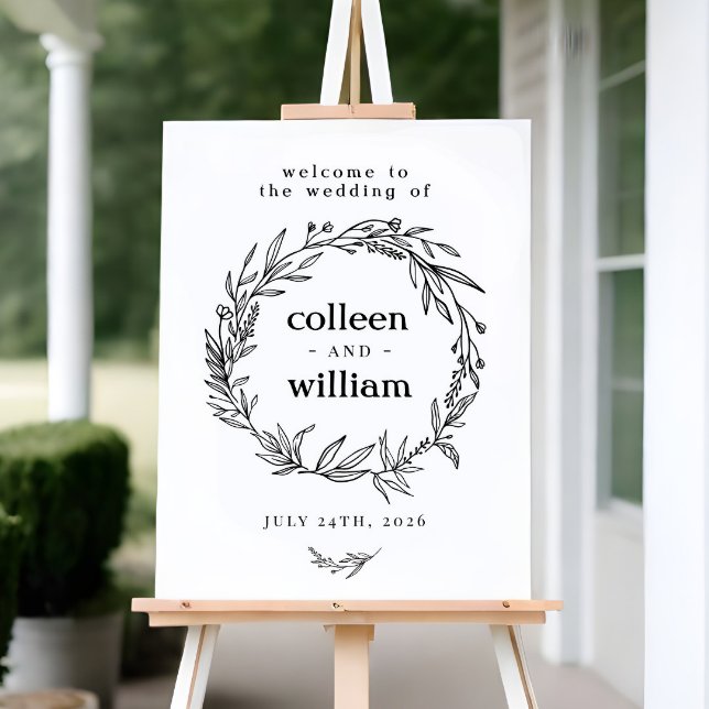 Wildblume Wreath Folk Rustikale Hochzeit Begrüßung Poster (Von Creator hochgeladen)