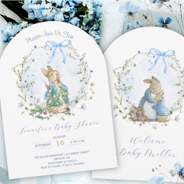 Wildblume Wreath Peter die Rabbit Baby Dusche Einladung (Von Creator hochgeladen)