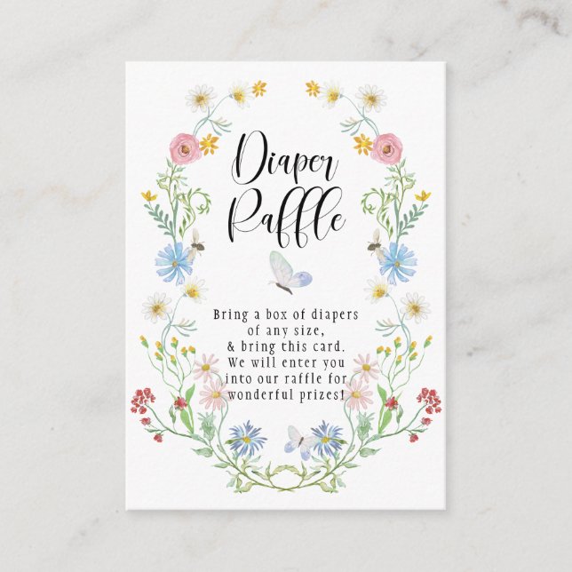 Wildblume Wreath Wasserfarbe Blume Windeln Raffel Begleitkarte (Vorderseite)