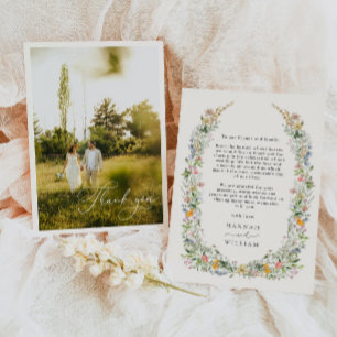 Wildblume Wreath Wedding Foto Dankeskarte