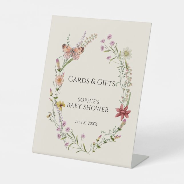 Wildblume wünscht Baby in Blumenkarten & Geschenke Sockelschild (Vorderseite)