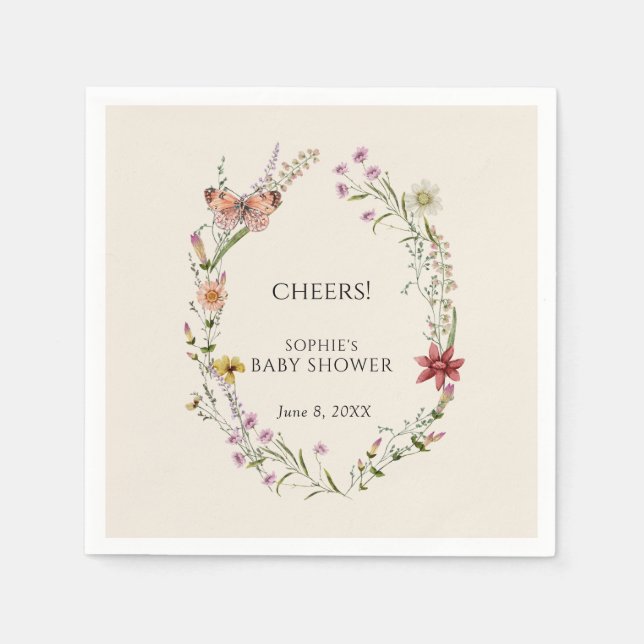 Wildblume wünscht sich eine Kinderdusche im Blut Serviette (Vorderseite)