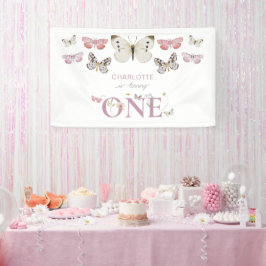 Wildblume zum 1. Geburtstag macht einen Schmetterl Banner