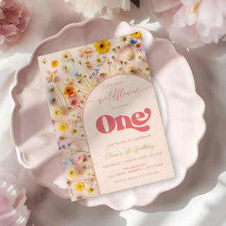 Wildblume zum ersten Geburtstag Einladung