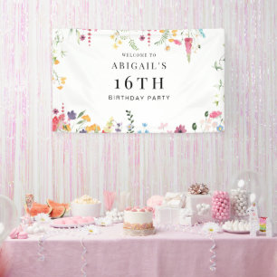 Wildblumen 16. Geburtstagsparty Begrüßung Banner