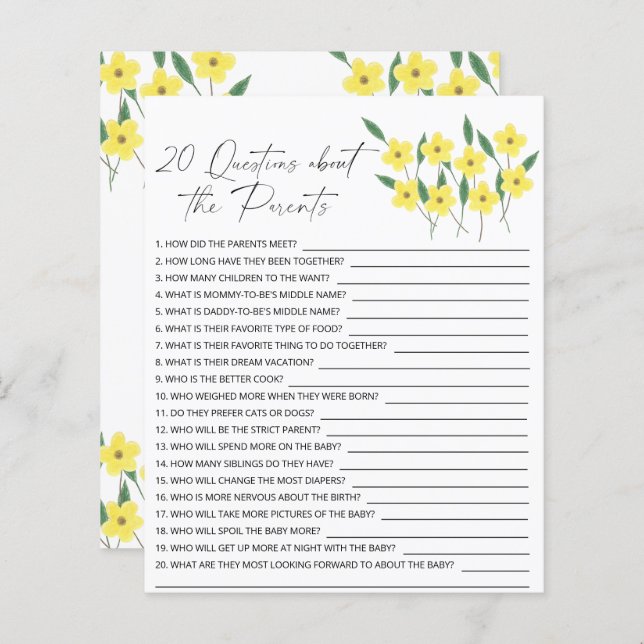 Wildblumen - 20 Fragen zu den Eltern (Vorne/Hinten)