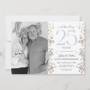 Wildblumen 25-Jahres-Jubiläumseinladung mit Foto Einladung