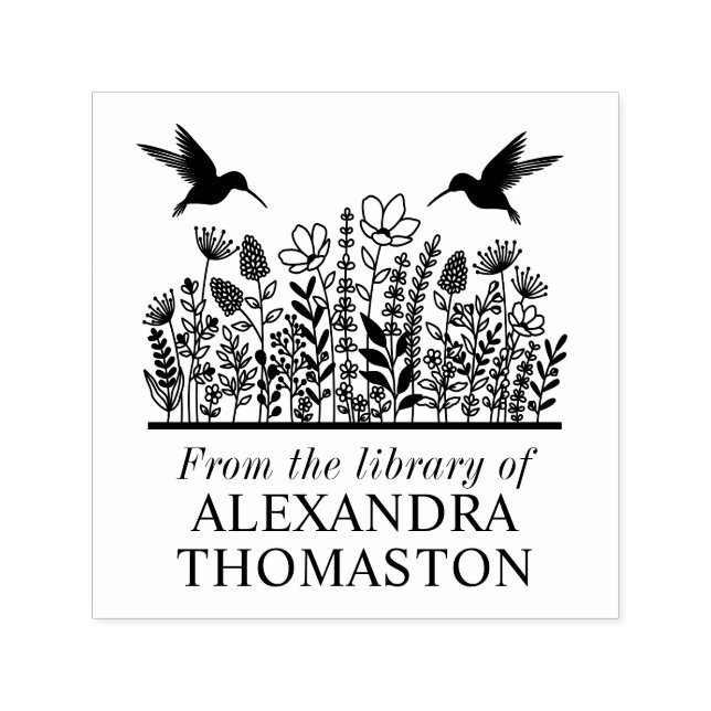 Wildblumen #2 Hummingbirds Bibliotheksname Permastempel (Design)