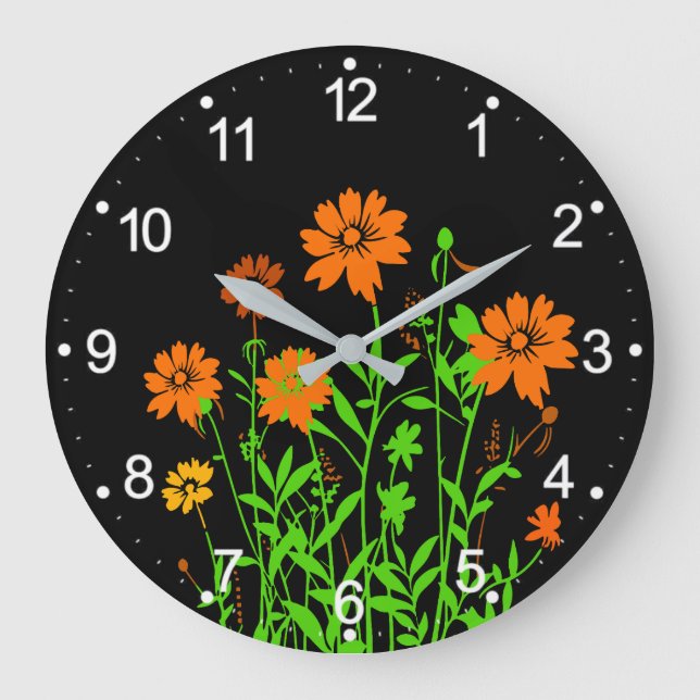 Wildblumen-79156 Große Wanduhr (Vorderseite)