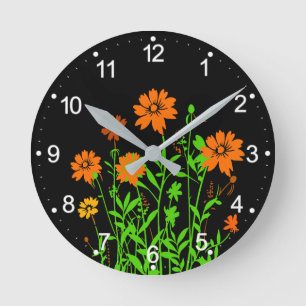 Wildblumen-79156 Runde Wanduhr