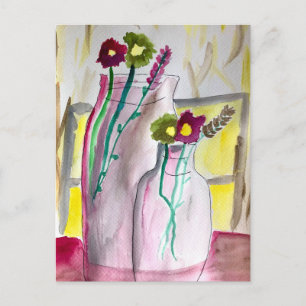 Wildblumen abstrakter Vase-Kunst Postkarte