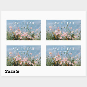 Wildblumen-Acryl-Kunst Save-the-Date-Postkarte Rechteckiger Aufkleber