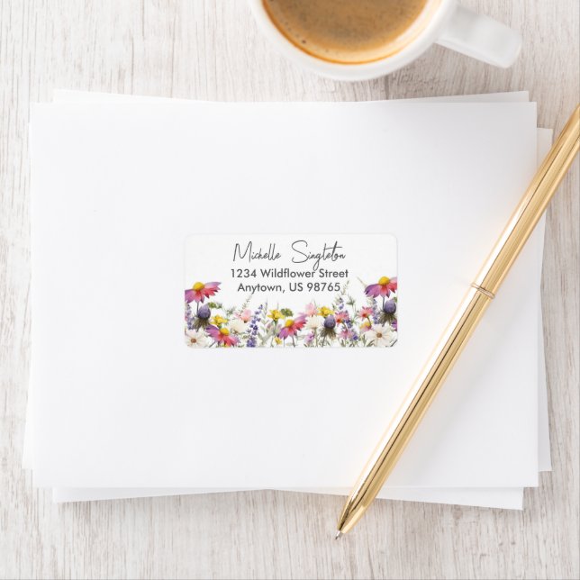Wildblumen-Adressetikett Adressaufkleber (Insitu)