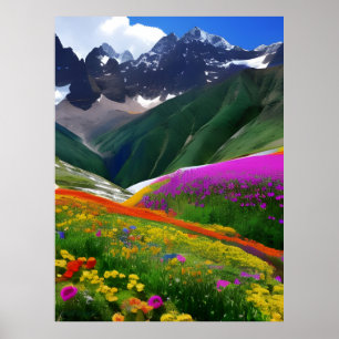 Wildblumen AI Fantasy Digital Art Print Landschaft Poster