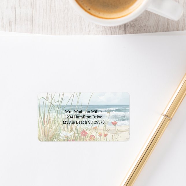 Wildblumen am Strand Adressaufkleber (Von Creator hochgeladen)