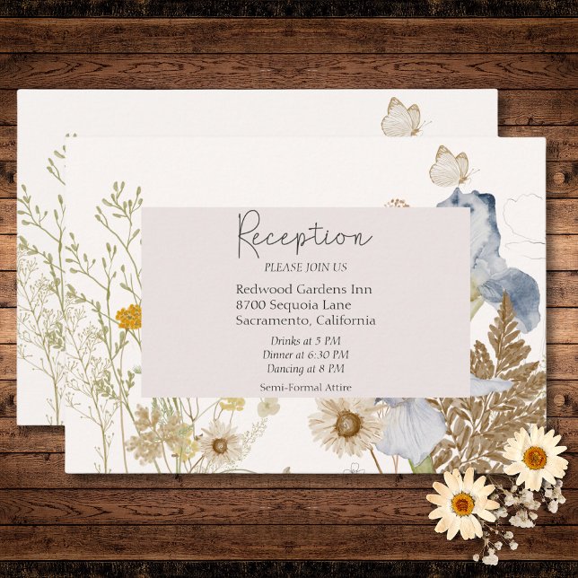 Wildblumen an der Rezeption Begleitkarte (Wildflowers on Cream Wedding Reception Enclosure Card)