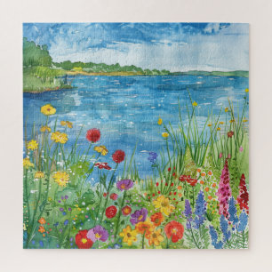 Wildblumen an einem See Puzzle