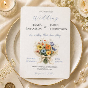 Wildblumen-Anemonen-Garten Rustikale Hochzeitseinl Einladung