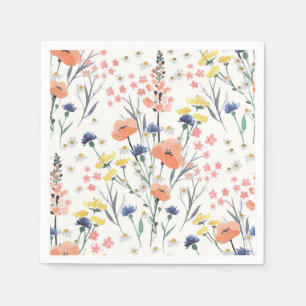 Wildblumen-Aquarell-Blumen-Baby-Party Serviette