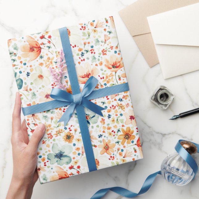 Wildblumen-Aquarell-Blumen-Boho-Herbstbotanik Geschenkpapier (Schenken)