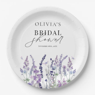 Wildblumen-Aquarell-Blumen-Braut-Show Pappteller