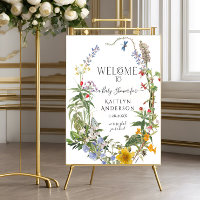 Wildblumen-Aquarell-Blumen-Willkommen-Baby-Party