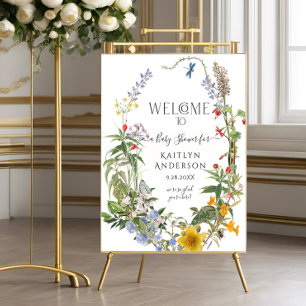 Wildblumen-Aquarell-Blumen-Willkommen-Baby-Party Poster