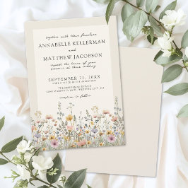 Wildblumen-Aquarell-Boho-Blumenhochzeit Einladung