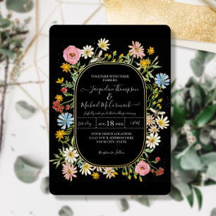 Wildblumen-Aquarell-Elegante Hochzeit Folie Folieneinladung