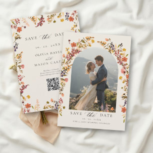 Wildblumen-Aquarell-Herbst-Blumen-Foto-Hochzeit Save The Date