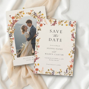 Wildblumen-Aquarell-Herbst-Blumen-Foto-Hochzeit Save The Date