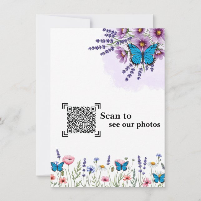 Wildblumen-Aquarell-Hochzeit-Dankeskarte | Ele Dankeskarte (Rückseite)