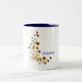 Wildblumen Aquarell niedlich personalisierter Name Zweifarbige Tasse