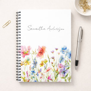 Wildblumen-Aquarell-Personalisiert Notizblock