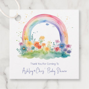 Wildblumen-Aquarell-Regenbogen-Baby-Party Geschenkanhänger