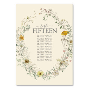 Wildblumen-Aquarell Sommer Herbst Tischnummer