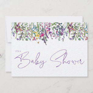 Wildblumen Aquarell Typografie Kinderdusche Einladung