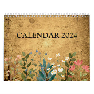 Wildblumen, Aquarell, Vintage Kalender