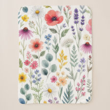 Wildblumen-Aquarell-Wiese Botanische Blumen