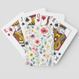 Wildblumen-Aquarell-Wiese Botanische Florale Spielkarten