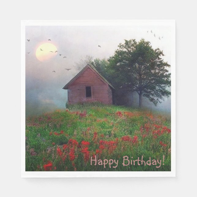 Wildblumen auf dem Hügel zum Geburtstag Serviette (Vorderseite)