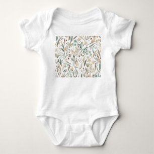 Wildblumen auf der Weide: Aquarellenkarm. Baby Strampler