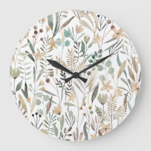 Wildblumen auf der Weide: Aquarellenkarm. Große Wanduhr