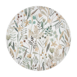 Wildblumen auf der Weide: Aquarellenkarm. Schneidebrett